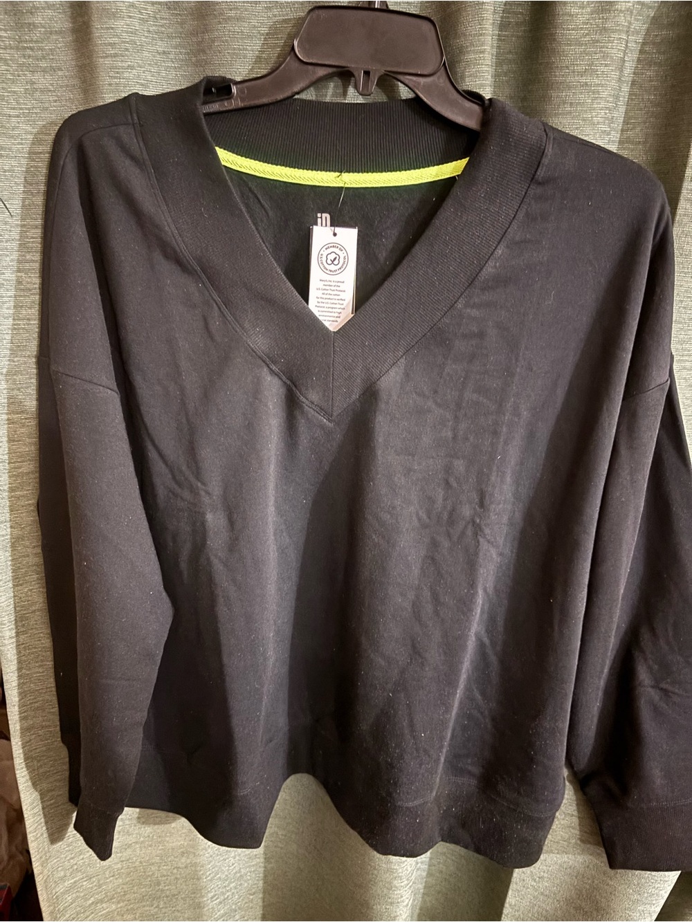 Ideology Deep Black V-Neck Fleece Top